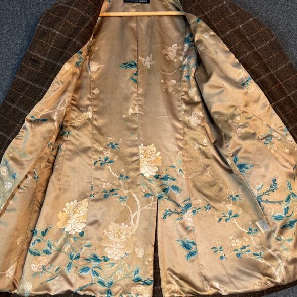 Peruvian Connection Plaid Tartan Belmont Blazer Brown Orange 100% Lambswool Sz 4 - Picture 7 of 13